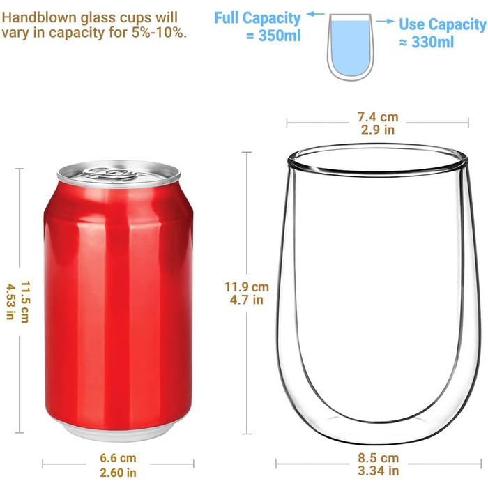 Мл Подвійні стінки Latte Macchiato Набір чашок для кави з боросилікатного скла Скляний набір 2 кавових скляних скляних склянок для