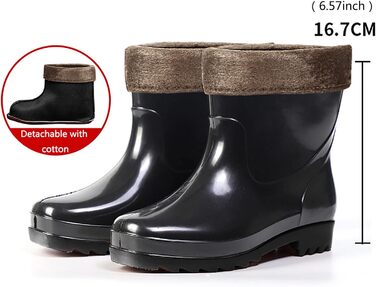 Чоловіче водне взуття/гумові чоботи, короткі гумові чоботи, гумові чоботи для садівництва, гумові черевики, для подорожей та походів, чорні, розмір 39 1/3 EU