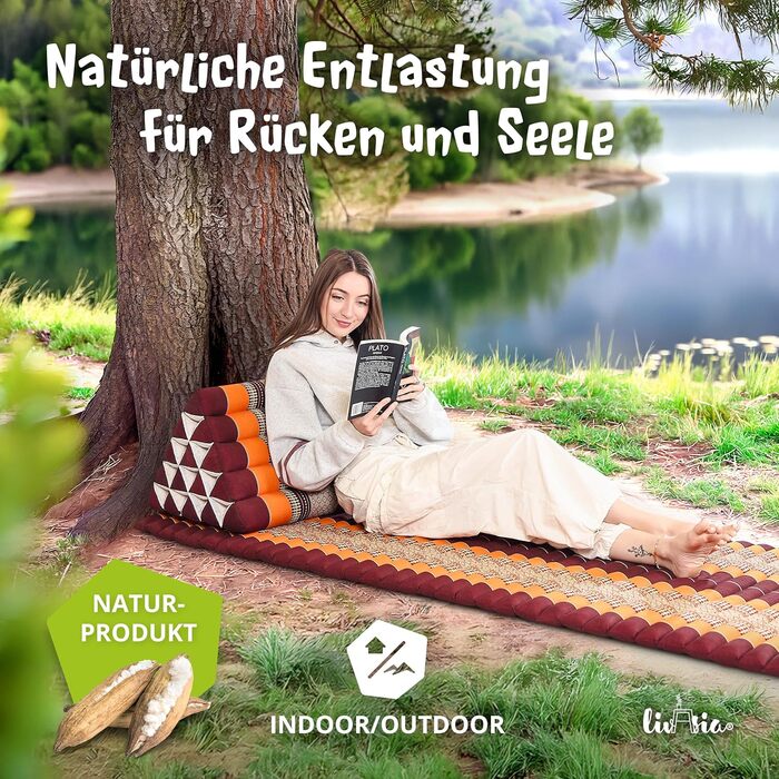 Надзвичайно висока подушка для спини livasia - 38x55x35 см - Трикутна подушка для саду та балкону, клиноподібна подушка з капоком, подушка для підтримки ніг, ручної роботи, подушка для медитації (помаранчева)