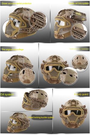 Швидкий тактичний шолом, захисний шолом для страйкболу, пейнтболу, повнолицьова маска, окуляри, спорт на свіжому повітрі, полювання, CS, гра, FG