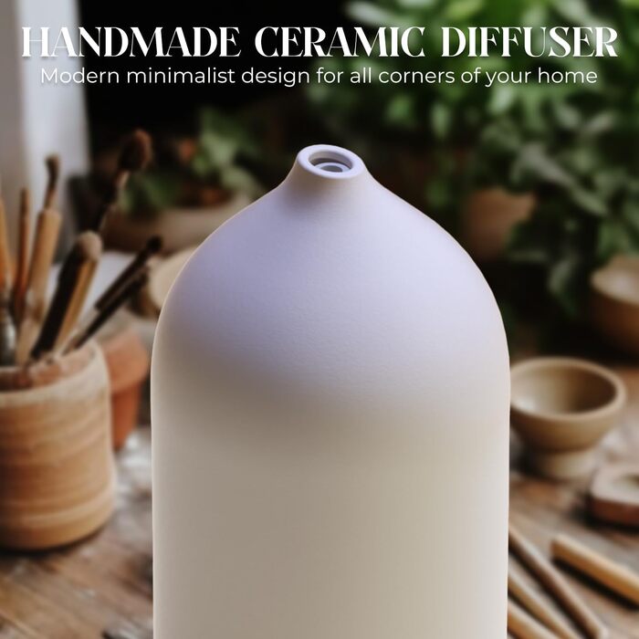 Керамічний ароматичний дифузор SALKING, білий шумовий дифузор для ефірних олій, ультразвуковий ароматерапевтичний дифузор ароматичних олій, ароматична лампа з автоматичним вимкненням для домашнього офісу йоги 200 мл