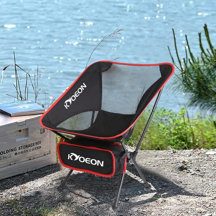 Складаний кемпінговий стілець, надлегкий кемпінговий стілець, міцний складний стілець вагою 150 кг з міцною рамою та зручною спинкою для використання на свіжому повітрі, пляжу, пікніка, походів, 2 чорних