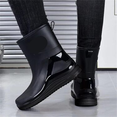 Чоловіче водне взуття, багатоцільове водонепроникне та нековзне гумове взуття, бавовняні рибальські гумові чоботи середньої довжини, повсякденні чоловічі гумові чоботи для дорослих, розмір 40, стиль 03