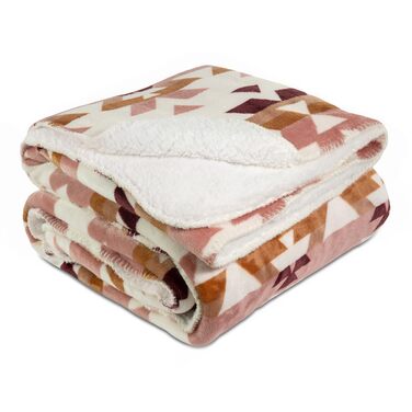 М&39яка ковдра Inka, приблизно 150x200 см, пухнастий плед з візерунком, двостороння ковдра, ковдра на диван з шерпа-підкладкою, покривало для ліжка, плед, ковдра в стилі бохо, вінтаж (рожевий/коричневий)