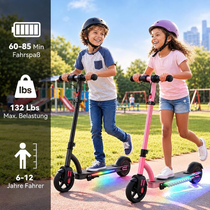 Дитячий електросамокат Caroma Kinder, 150 Вт, для дітей 6-12 років, чорний