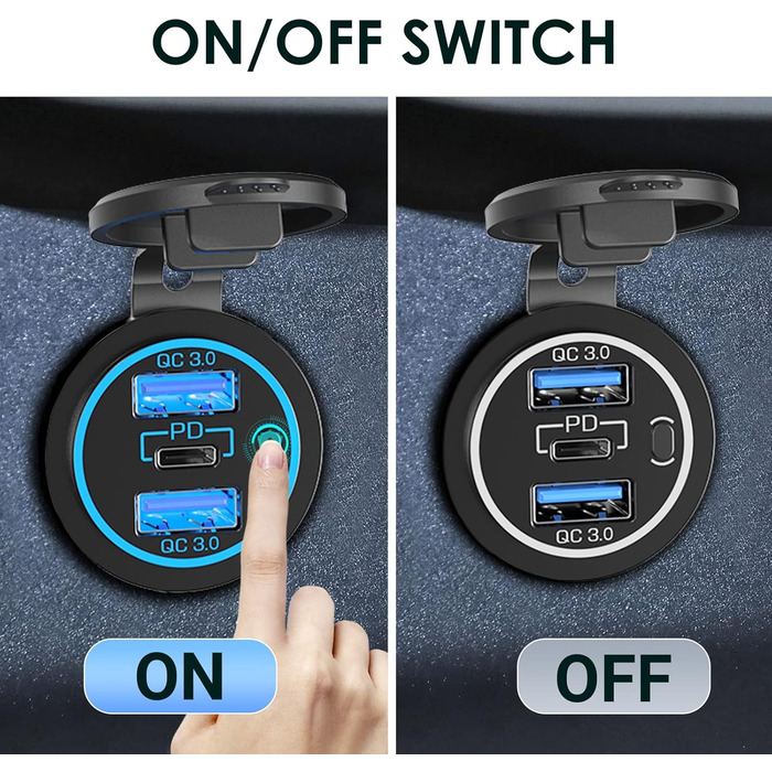 Вт) 12 В USB C розетка установка PD3.0 тип C USB розетка Водонепроникний 12 вольт автомобільна розетка прикурювач адаптер з 3 з'єд