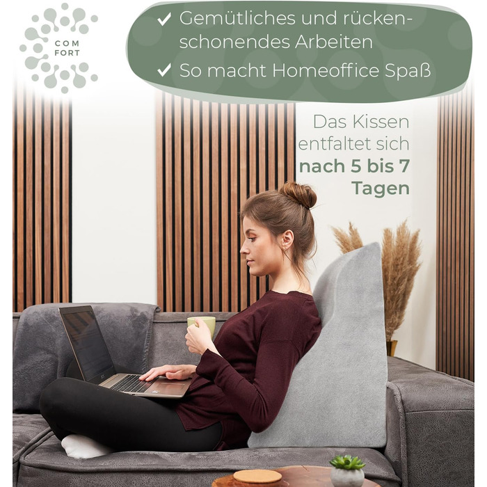 Ергономічна подушка для читання WELL B4 для ліжка та дивана зручна подушка для спини з піною з ефектом пам&39яті може використовуватися як рефлюксна подушка, клиноподібна подушка для ліжка, подушка для спинки ліжка для сидіння та лежання, сіра широка