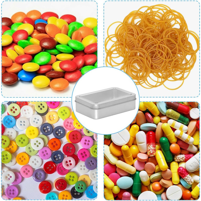 Набір з 4 металевих баночок з кришками, 12.593.5 см. Маленькі металеві коробочки з прозорою кришкою, без петель, для монет, солодощів, ключів, сережок.