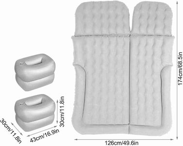 Покращений потовщений надувний матрац, надувний матрац для позашляховиків, портативний надувний матрац для позашляховиків, мінівенів, автомобілів та вантажівок, для дому, для активного відпочинку, кемпінгу, універсальний (СІРИЙ)