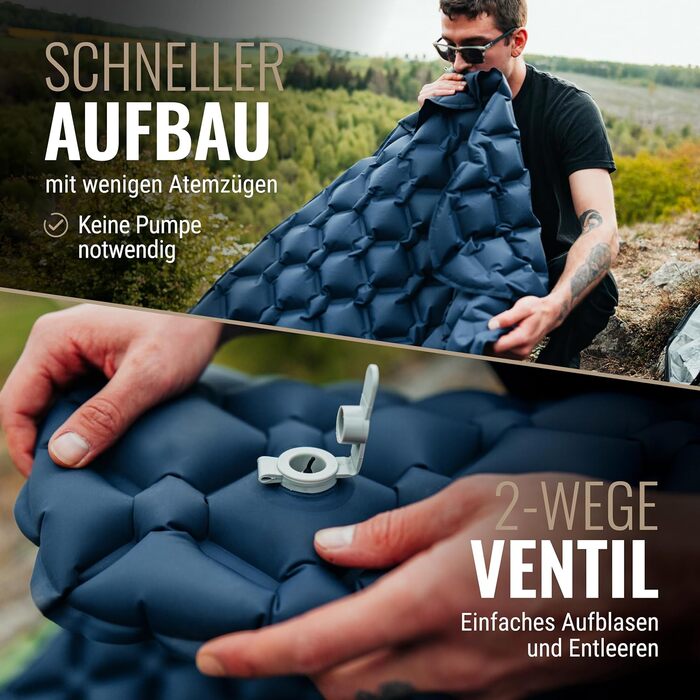 Надувний килимок для сну WANDERFALKE 550 г, ультралегкий - (XL ширина 66 см) - кемпінговий матрац з невеликим розміром упаковки для активного відпочинку, кемпінгу, піших прогулянок та велотуризму, зелений