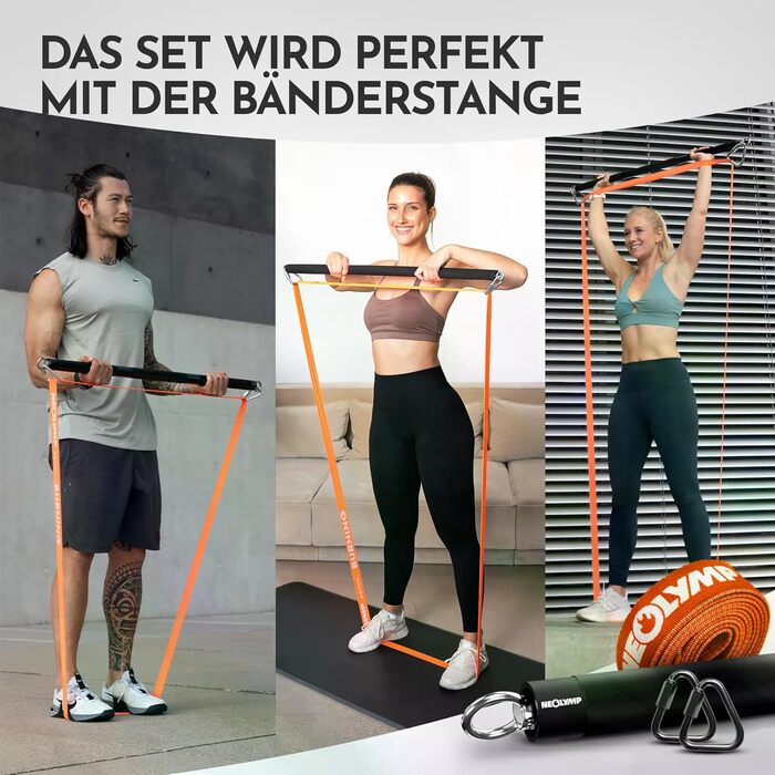 Фітнес-стрічки NEOLYMP з довгими тканинами та фітнес-аксесуарами - стрічки опору, що праються, стрічки для вправ, фітнес-стрічки, тренувальні стрічки, стрічки для підтягувань, набори для силових тренувань, універсальний базовий набір