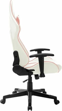 Ігрове крісло, офісне крісло, ігрове крісло, письмове крісло, обертове крісло, біла та рожева штучна шкіра