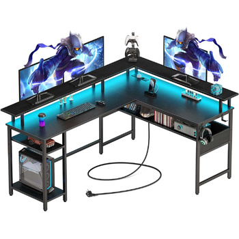 Г-подібний ігровий стіл Rolanstar, 137 x 108 см, , метал / дерево, чорний