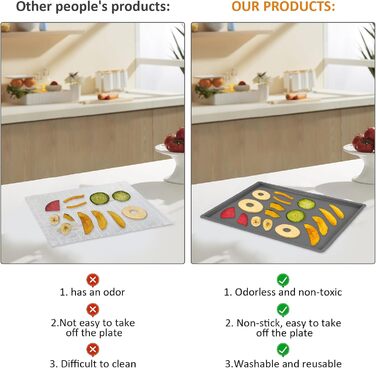 Силіконові дегідраторні листи, 4 шт. и Непригарний дегідратор для дегідратора з силіконовим скребком, щітками, затискачами, сумісний з килимком для випічки з фруктової шкіри Cosori CP267-FD для сушарки для фруктів, без BPA