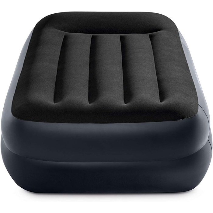 Надувний матрац двомісний Intex Adult Queen Pillow Rest з Fiber-Tech Bip,  з піднятою спинкою верх чорний/низ синій