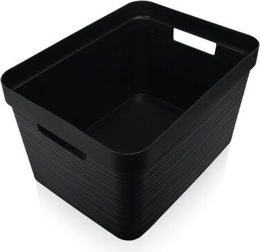 Набір із 6 ящиків для зберігання Stimo об&39ємом 30 л, пластикові кошики для зберігання з ручками, для полиць у ванній кімнаті, органайзери (чорний, набір із 6 предметів 30 л) Чорний набір із 6 предметів 30 л