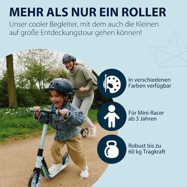 Дитячий самокат HUDORA BigWheel 180 Advanced Junior (від 3 років) якісний та безпечний, складаний, з відбивачами та регулюванням висоти, колір sky blue