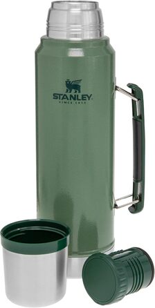 Термос Stanley Classic Legendary 1 л - Термос зберігає гарячу або холодну воду протягом 24 годин - Термос з нержавіючої сталі - Без BPA - Можна мити в посудомийній машині - Зелений Hammertone