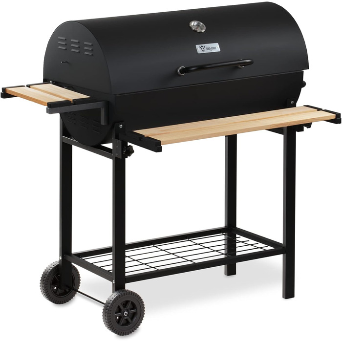 Візок для вугілля BBQ-Toro з кришкою Ø 80 x (L) 42 см Візок для вугілля преміум-класу мобільний, вкл. термометр, підставка для під