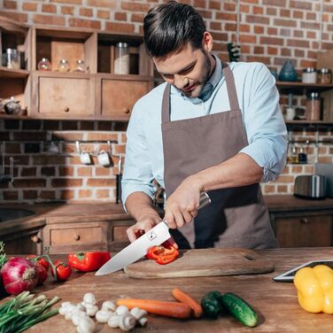 Ніж шеф-кухаря imarku, 20-сантиметровий кухонний ніж професійний ніж, Високовуглецевий ніж шеф-кухаря з нержавіючої сталі гострий,