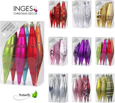 Ялинкові прикраси 6 шт червоні Inge-glas