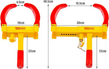 Іммобілайзер COSTWAY, Колісний кіготь для причепа, Паркувальний кіготь проти крадіжки, Автомобіль з кігтем для шин, Затискач для шин з 3 ключами, Універсальний для автомобіля, автофургону та мотоцикла, Протиугінний пристрій
