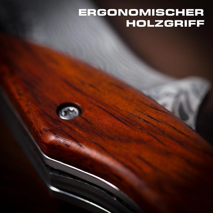 Складаний ніж Zetterrank Damascus Steel VG10, дворучний ніж легальний Німеччина, кишеньковий ніж з гострим лезом, EDC ніж для кемп