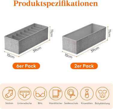 Набір Lifewit з 8 предметів подвійний органайзер Hemnes для комода зі стабільною основою, органайзер для пеленального столика, органайзер для гардеробу, система організації шухляд для пеленального приладдя, дитячого одягу, футболок, спідньої білизни, 8 дл