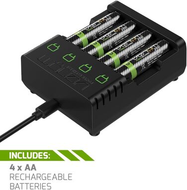 Зарядна станція Venom з акумуляторною батареєю та 4 батареями типу AA ємністю 2100 мАг