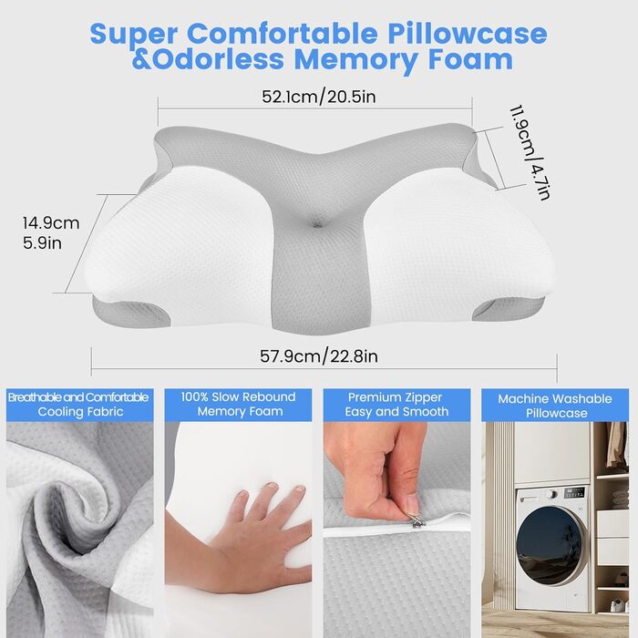 Подушка для сну на боці, зручна ортопедична подушка з піни з ефектом пам&39яті, подушка для підтримки шиї для сну на боці, ергономічна подушка для сну на боці, подушка для сну для шиї.