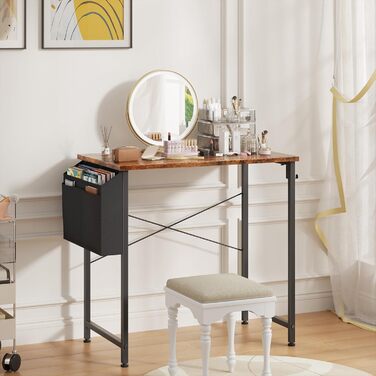 Стіл Flycity 100 x 48 x 75 см, комп'ютерний із сумкою для зберігання, металевий каркас, підходить для вітальні, офісу, кабінету, спальні, вінтажний коричневий