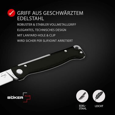 Кишеньковий ніж BKER PLUS Atlas Black - дворучний суцільнометалевий складаний ніж з гострим лезом 12C27 Sandvik - складаний ніж ED