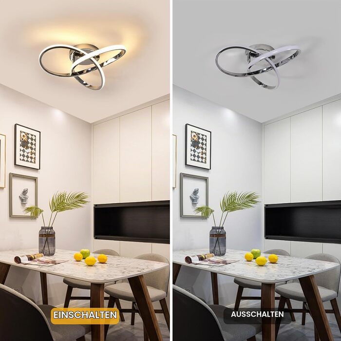 Стеля LED-світильник Comely 36W з пультом керування, сучасний дизайн, хром, 40см, сріблястий диммований (3000K-6500K)