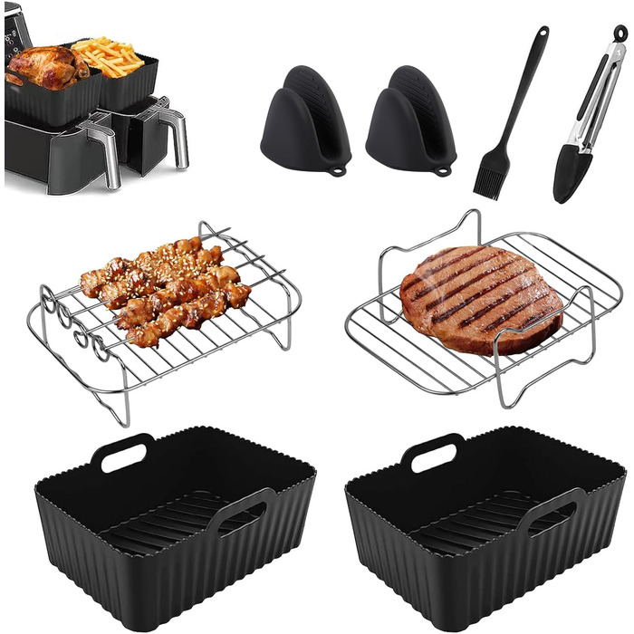 Аксесуари для фритюрниці Pyrrhonian - Аксесуари для фритюрниці Ninja Foodi AF400EU AF300EU 9.5L та інших двозонних фритюрниць, без BPA, аксесуари для фритюрниці Ninja, аксесуари для фритюрниці