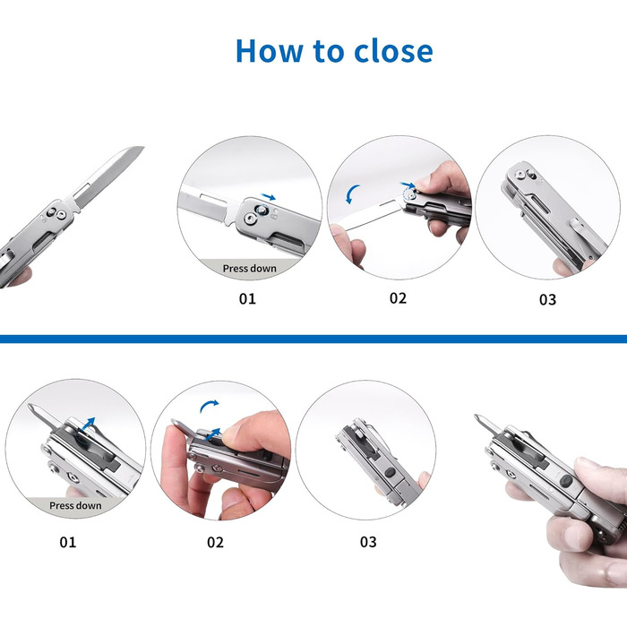 Багатофункціональний складаний ніж 13 в 1 з нержавіючої сталі з ножицями, пилкою, викруткою, консервним ножем для відпочинку на пр