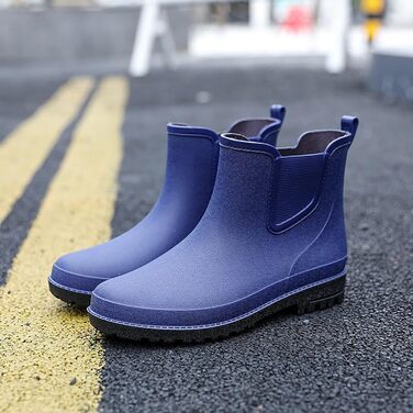 Чоловічі водонепроникні гумові чоботи, короткі чоловічі гумові чоботи, чоботи на платформі, нековзні гумові чоботи, класичні гумові черевики, гумові чоботи для використання на вулиці, зручне садове взуття, чоботи до щиколотки, розмір 43 EU, сині