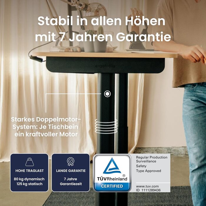 Каркас столу з регулюванням висоти, каркас столу з електричним регулюванням висоти, сертифікований TV, стіл з регулюванням висоти та подвійною моторною системою, 7-річна гарантія, чорний