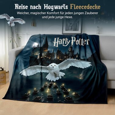 Затишна флісова ковдра з Гаррі Поттером, 150 x 200 см Велика ковдра, покривало, м&39яка ковдра з Гоґвортсом та совою (чорна)
