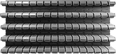 Штабелювані ящики для зберігання PAFEN для настінного монтажу - 1544 x 780 мм - Система зберігання з 80 коробками та кришками - Стелаж для зберігання, відкриті контейнери для зберігання, стелаж для зберігання насипом, чорний