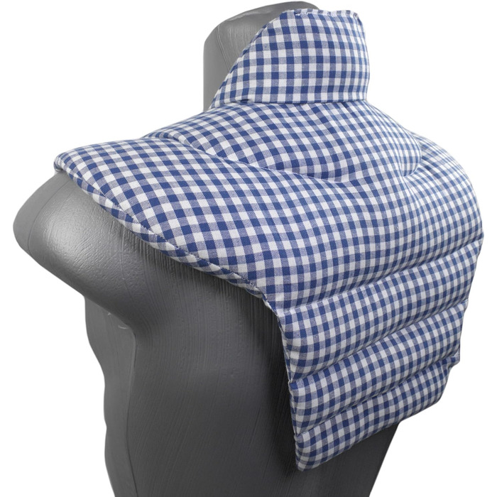 Подушка для шиї та шийного відділу хребта - шия плечі спина - синьо-біла - подушка для шиї з органічного зерна спельти - подушка з підігрівом - подушка з органічного зерна спельти для шиї та плечей