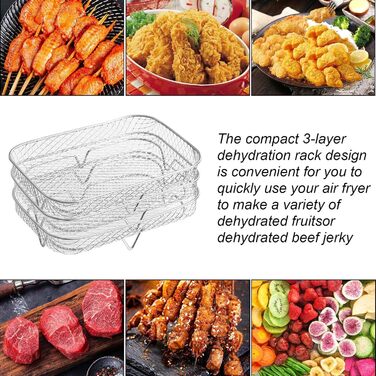 Стійка для фритюрниці, 304 Решітка для дегідратації для фритюрниці з нержавіючої сталі Багатофункціональна багатофункціональна багатошарова фритюрниця Сковорода-гриль Аксесуари для фритюрниць, сумісні з Ninja Foodi Подвійна фритюрниця 19 * 13 * 9 см