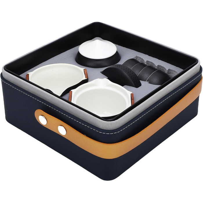 Портативний набір для чаювання в стилі гунфу, керамічний чайник з дорожнім чохлом та чашками для активного відпочинку та офісу