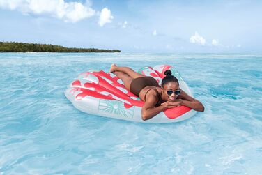 Надувний матрац Bestway Coral, 143 x 139 x 19 см, 1 особа, міцний ПВХ, 2 повітряні камери, запобіжні клапани, яскравий кораловий дизайн, у комплекті латка для ремонту