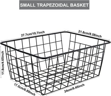 Набір дротяних кошиків для зберігання з 3 предметів, маленький металевий кошик, кошик для ванної кімнати, настінний залізний кошик, дизайн з відкритою дротяною сіткою, сітчастий кошик для зберігання для офісу, кухні, ванної кімнати, 28x22x12 см (чорний)