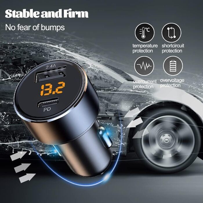 Автомобільний зарядний пристрій USB C, 30W /2.4A прикурювач USB зарядний пристрій міні швидка зарядка, 18W PD 12V & 12W USB автомо