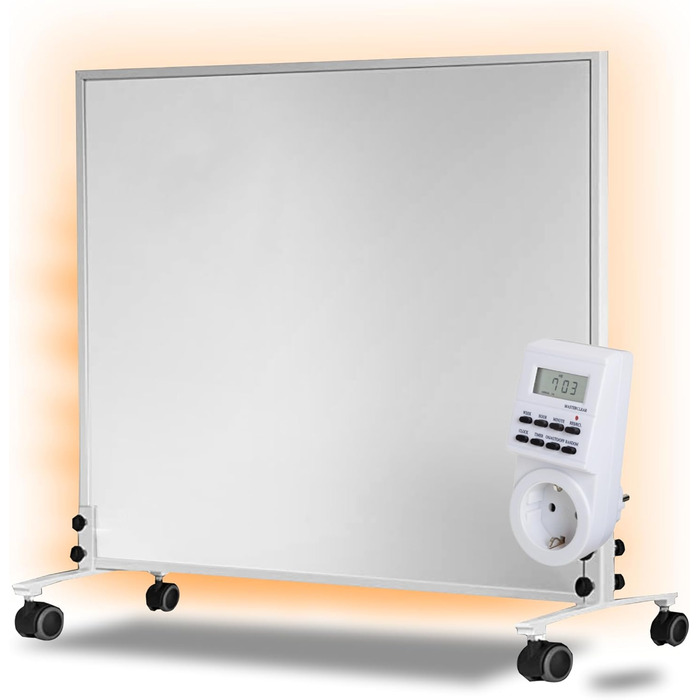 Інфрачервоний обігрівач, окремостоячий, 300 Вт - Енергозберігаючий електричний обігрівач на ніжках та колесах, мобільний з таймером - Geberioz ( V1)