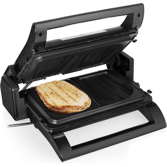 Принцеса 112536 Мультигриль 4-в-1, сендвіч, контакт, настільний гриль і вафельниця, змінні пластини, нержавіюча сталь, з антипригарним покриттям, чорний/сріблястий, контактний гриль 4-в-1 1500 Вт