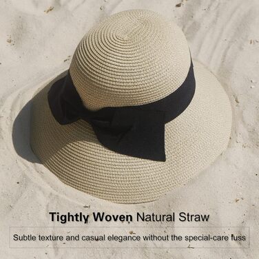 Жіночий солом&39яний капелюх Comhats, складний літній капелюх, пляжний капелюх із широкими полями, розмір L, 69087бежевий