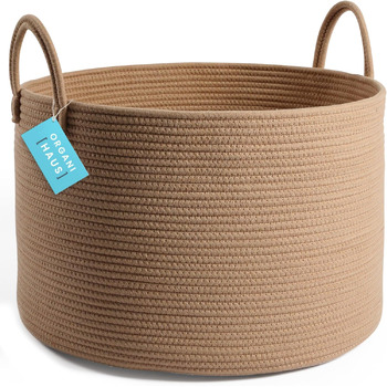 Кошик для зберігання OrganiHaus, кошик для іграшок, тканий бавовняний кошик для білизни з ручками, кошик для рушників для ванної к