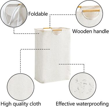 Кошик для білизни Fousenuk складний тканий оксфордська тканина білий 395327 см, Кошик для білизни складний кошик для білизни з руч